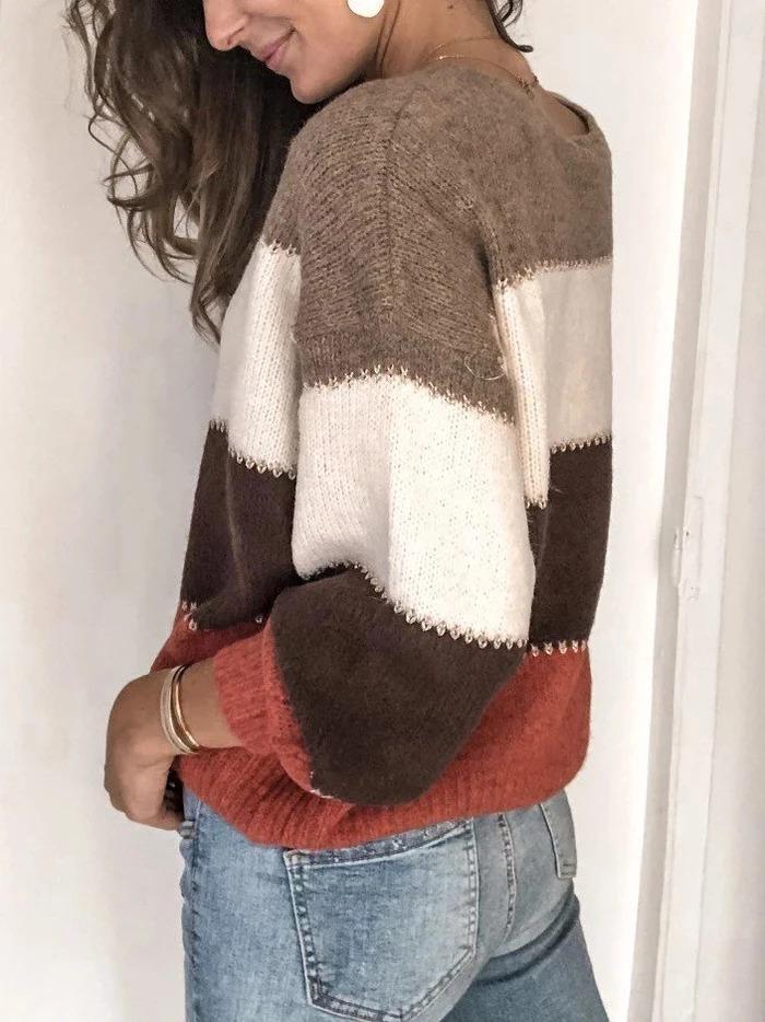 Sarah ženski pulover – prugasti udobni pulover od mekane vune u klasičnom i elegantnom stilu