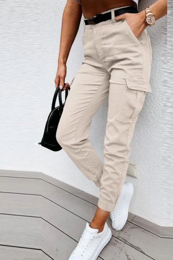 Jordyn Hoge Taille Cargo Broek Dames – Comfort, Trendy Stijl & Functionele Zakjes