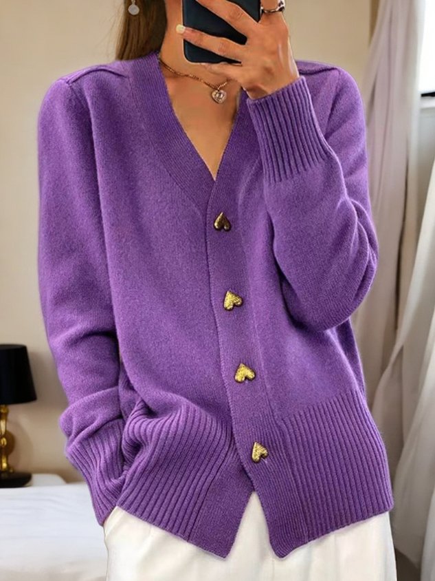 Paulina Gilet Femme – Vestă Caldă Elegantă cu Nasturi în Formă de Inimă