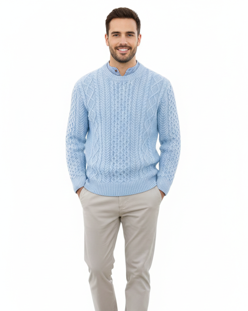 Leo Maglione Girocollo Birdseye – Maglione Ampio Lavorato a Maglia in Stile Vintage ed Elegante