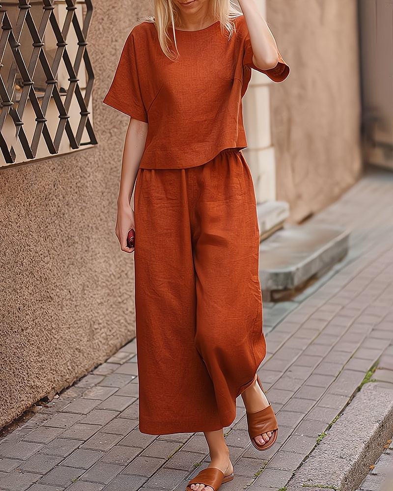 Fiore Ensemble Femme – Set Estival 2 Pièces Léger & Élégant pour Été Décontracté