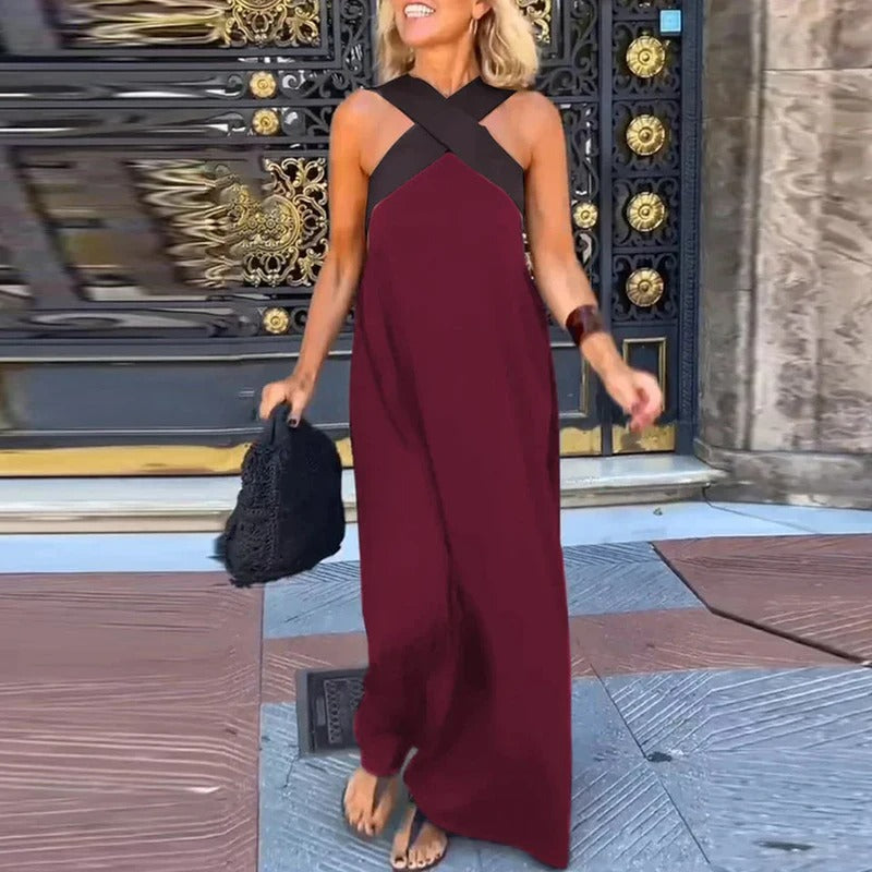 Sienna női hosszú köntös – Elegáns nyári ruha keresztpántokkal és laza szabással