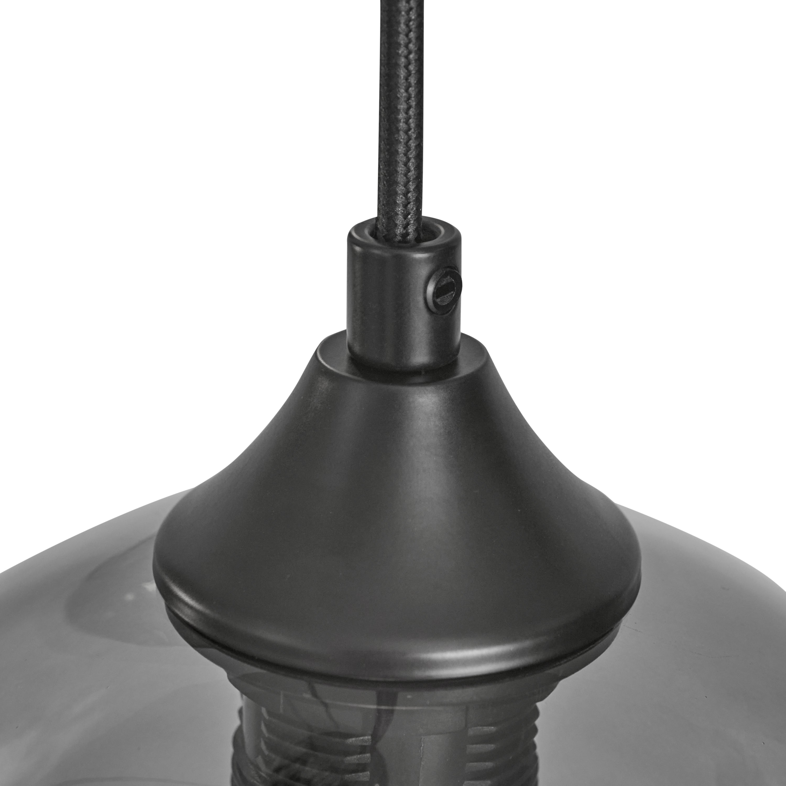 Lampa wisząca 3-punktowa z kulami, szkło czarne przydymione, styl industrialny, do salonu lub jadalni, LED